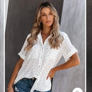 Button Down Polka Dot Blouse